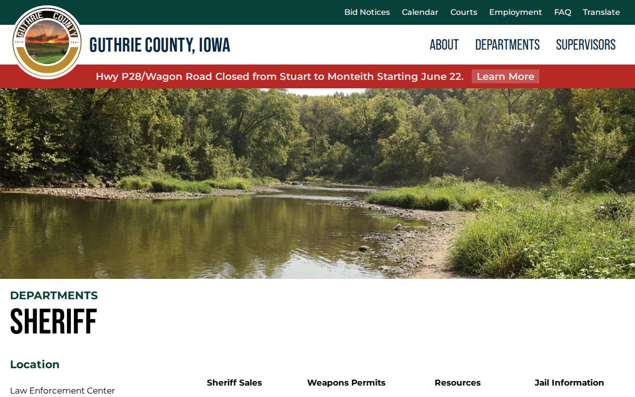 Official Guthrie County Sheriff’s Office homepage used to confirm current contact details
